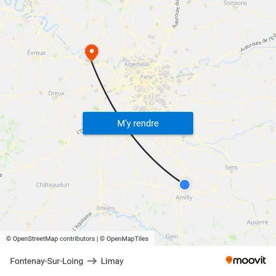 Fontenay-Sur-Loing to Limay map