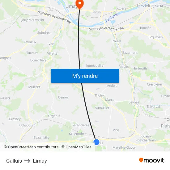 Galluis to Limay map