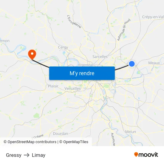 Gressy to Limay map