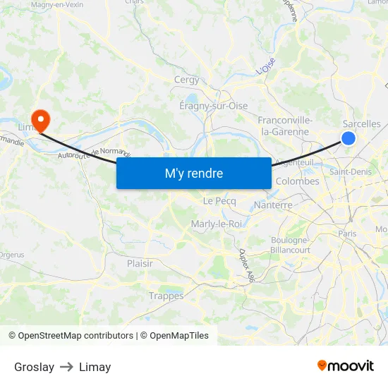Groslay to Limay map