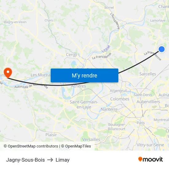 Jagny-Sous-Bois to Limay map