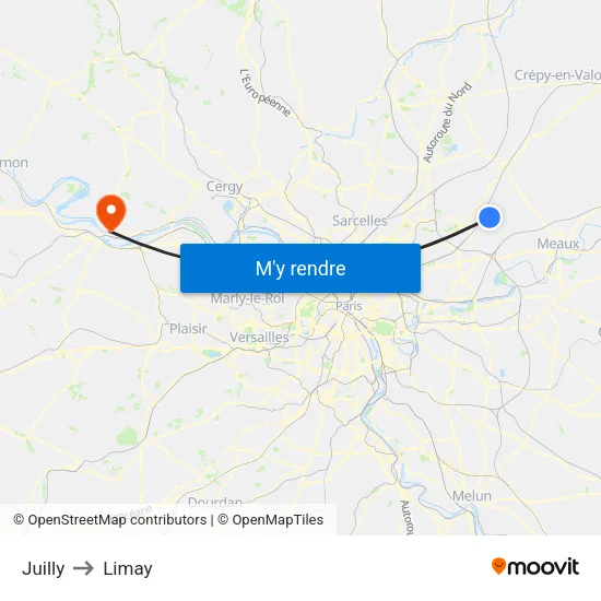 Juilly to Limay map