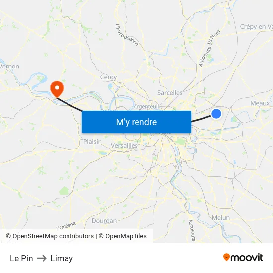 Le Pin to Limay map