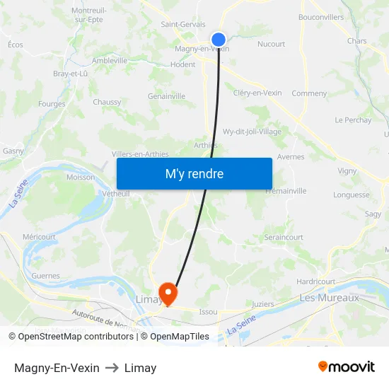 Magny-En-Vexin to Limay map
