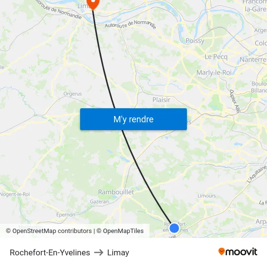 Rochefort-En-Yvelines to Limay map
