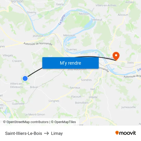 Saint-Illiers-Le-Bois to Limay map