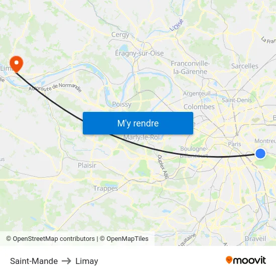 Saint-Mande to Limay map