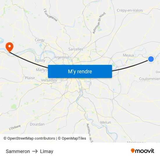 Sammeron to Limay map