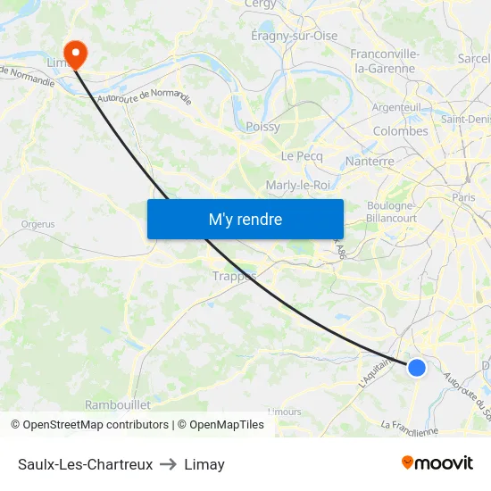 Saulx-Les-Chartreux to Limay map