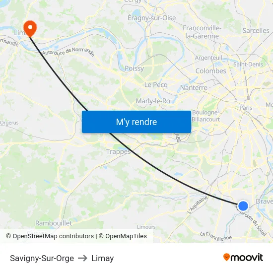 Savigny-Sur-Orge to Limay map