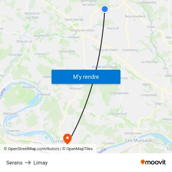 Serans to Limay map