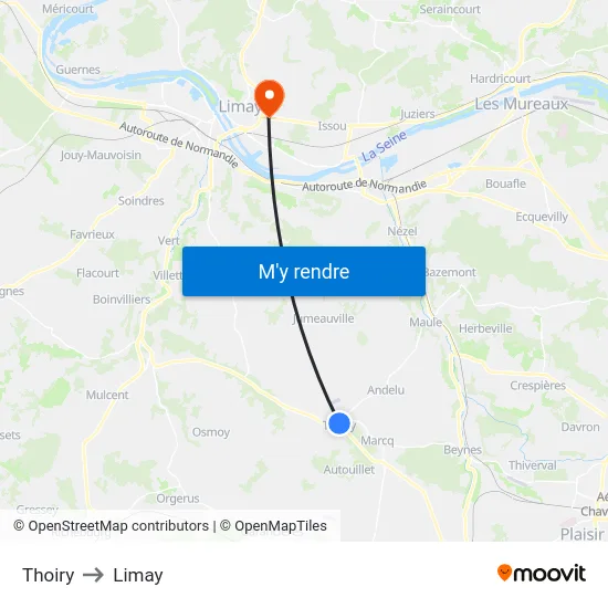Thoiry to Limay map