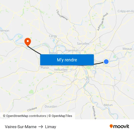 Vaires-Sur-Marne to Limay map