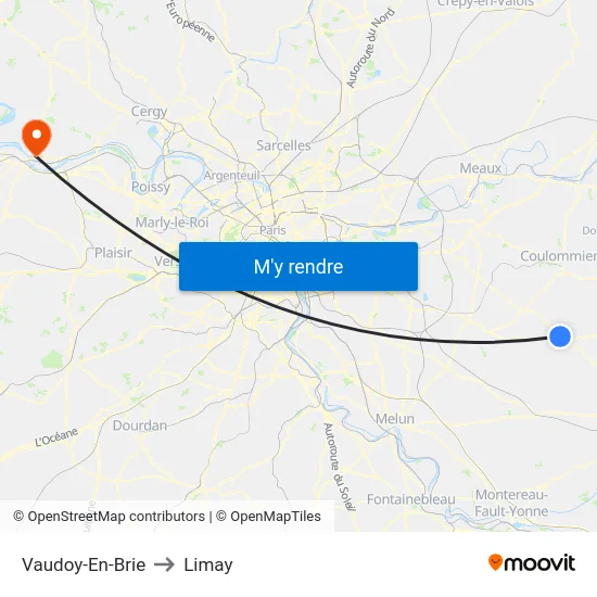 Vaudoy-En-Brie to Limay map