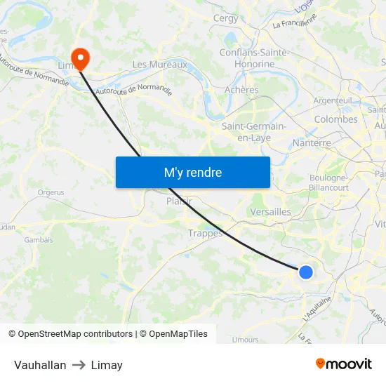 Vauhallan to Limay map