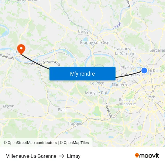 Villeneuve-La-Garenne to Limay map