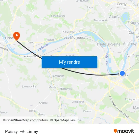 Poissy to Limay map