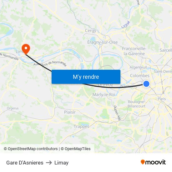 Gare D'Asnieres to Limay map