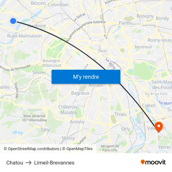 Chatou to Limeil-Brevannes map