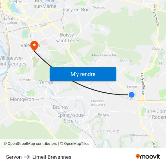 Servon to Limeil-Brevannes map
