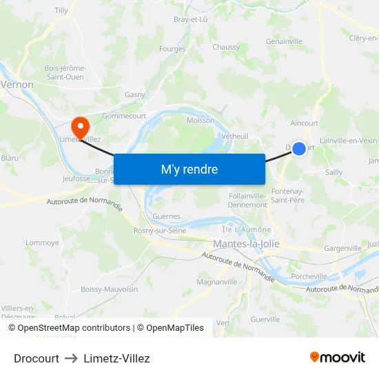 Drocourt to Limetz-Villez map
