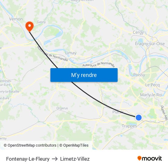 Fontenay-Le-Fleury to Limetz-Villez map