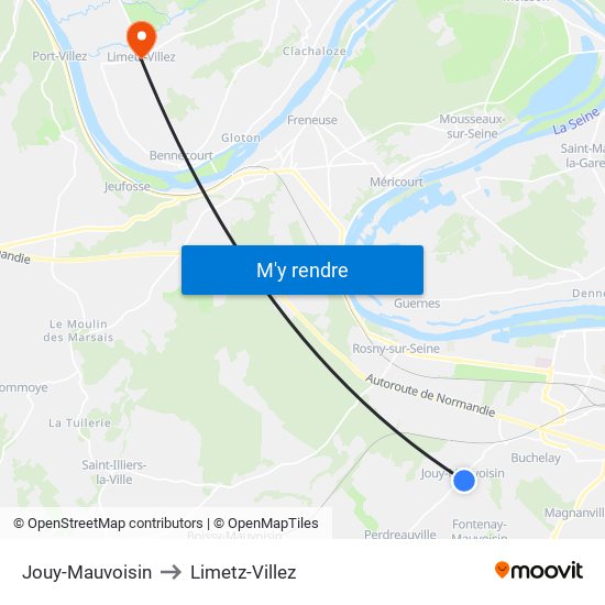 Jouy-Mauvoisin to Limetz-Villez map