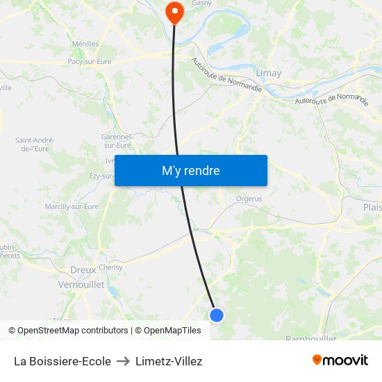 La Boissiere-Ecole to Limetz-Villez map