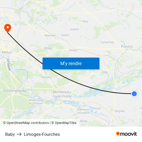 Baby to Limoges-Fourches map