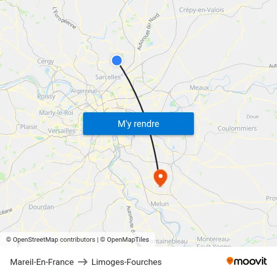 Mareil-En-France to Limoges-Fourches map