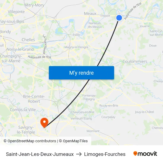 Saint-Jean-Les-Deux-Jumeaux to Limoges-Fourches map