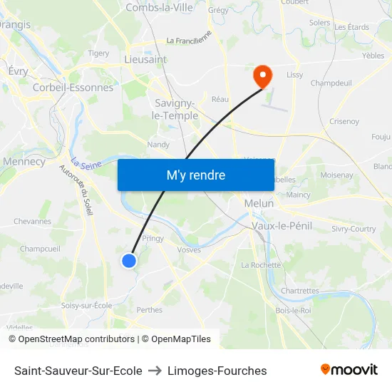 Saint-Sauveur-Sur-Ecole to Limoges-Fourches map