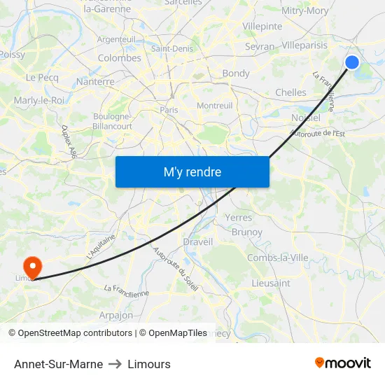 Annet-Sur-Marne to Limours map
