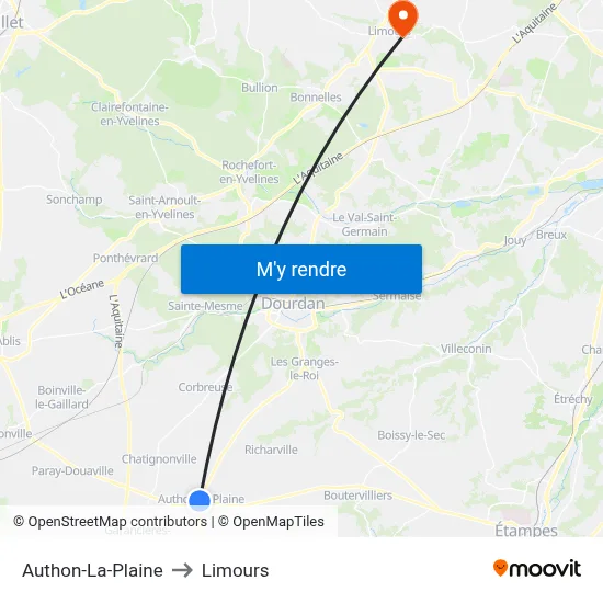 Authon-La-Plaine to Limours map