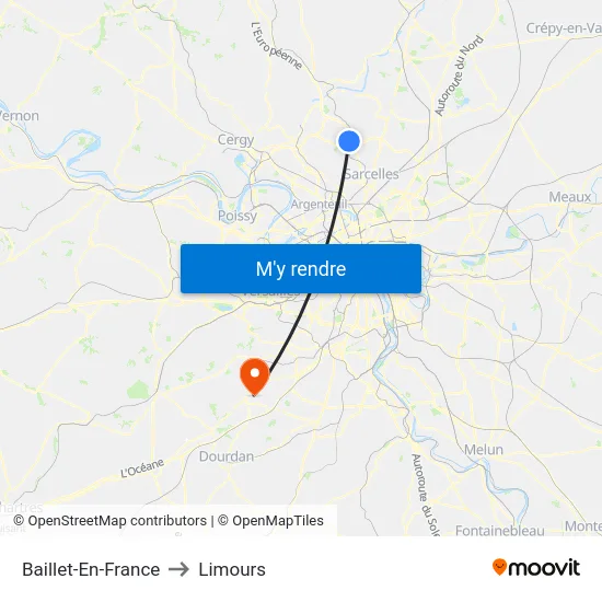 Baillet-En-France to Limours map