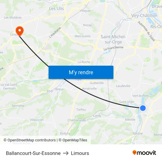 Ballancourt-Sur-Essonne to Limours map