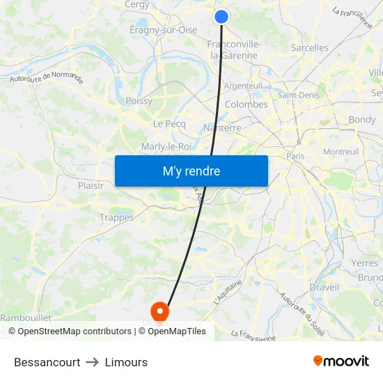 Bessancourt to Limours map