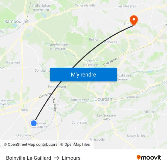 Boinville-Le-Gaillard to Limours map