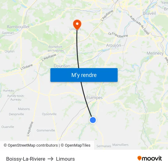 Boissy-La-Riviere to Limours map