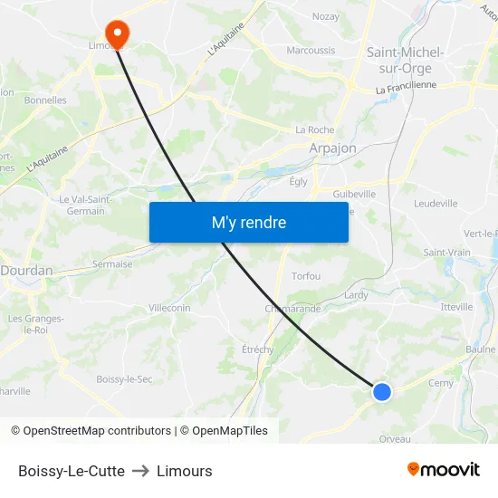 Boissy-Le-Cutte to Limours map