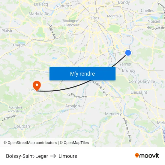 Boissy-Saint-Leger to Limours map