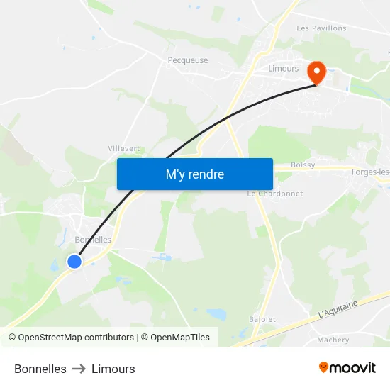 Bonnelles to Limours map