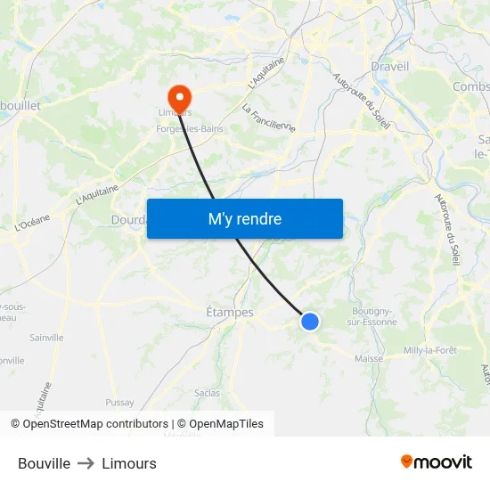Bouville to Limours map