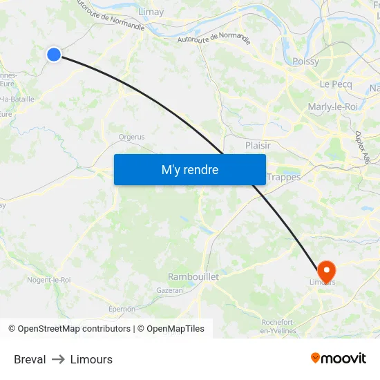 Breval to Limours map