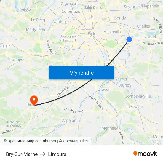 Bry-Sur-Marne to Limours map