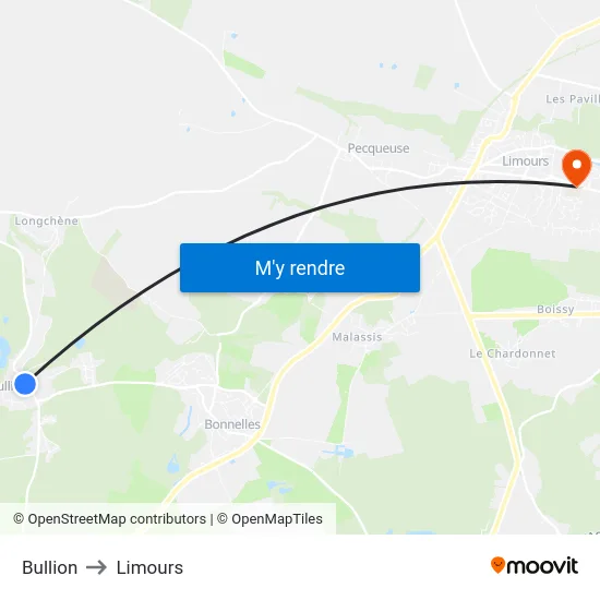 Bullion to Limours map