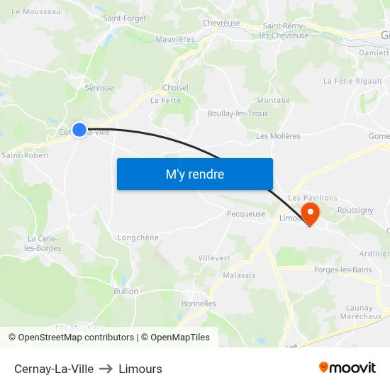 Cernay-La-Ville to Limours map