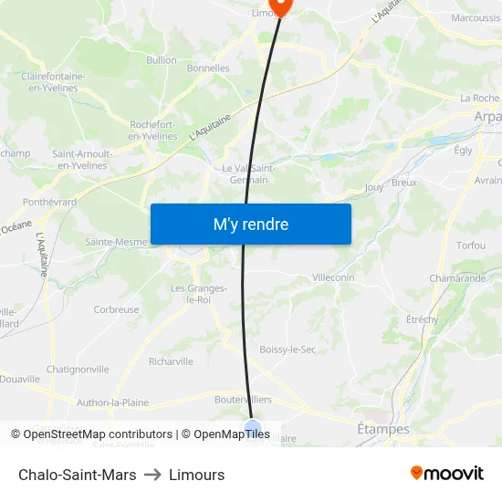 Chalo-Saint-Mars to Limours map