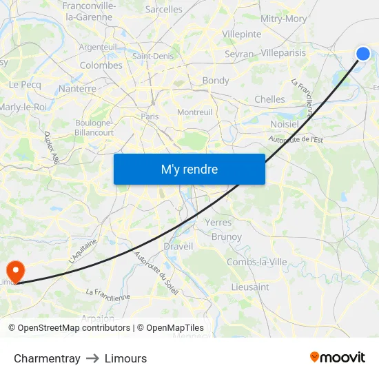 Charmentray to Limours map