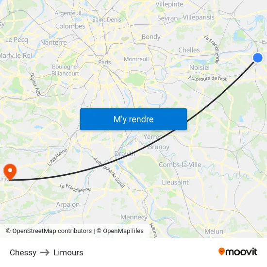 Chessy to Limours map